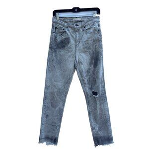 Levi's 724 High Rise Straight Jeans Womens 29 Bleached Distressed Punk Grunge